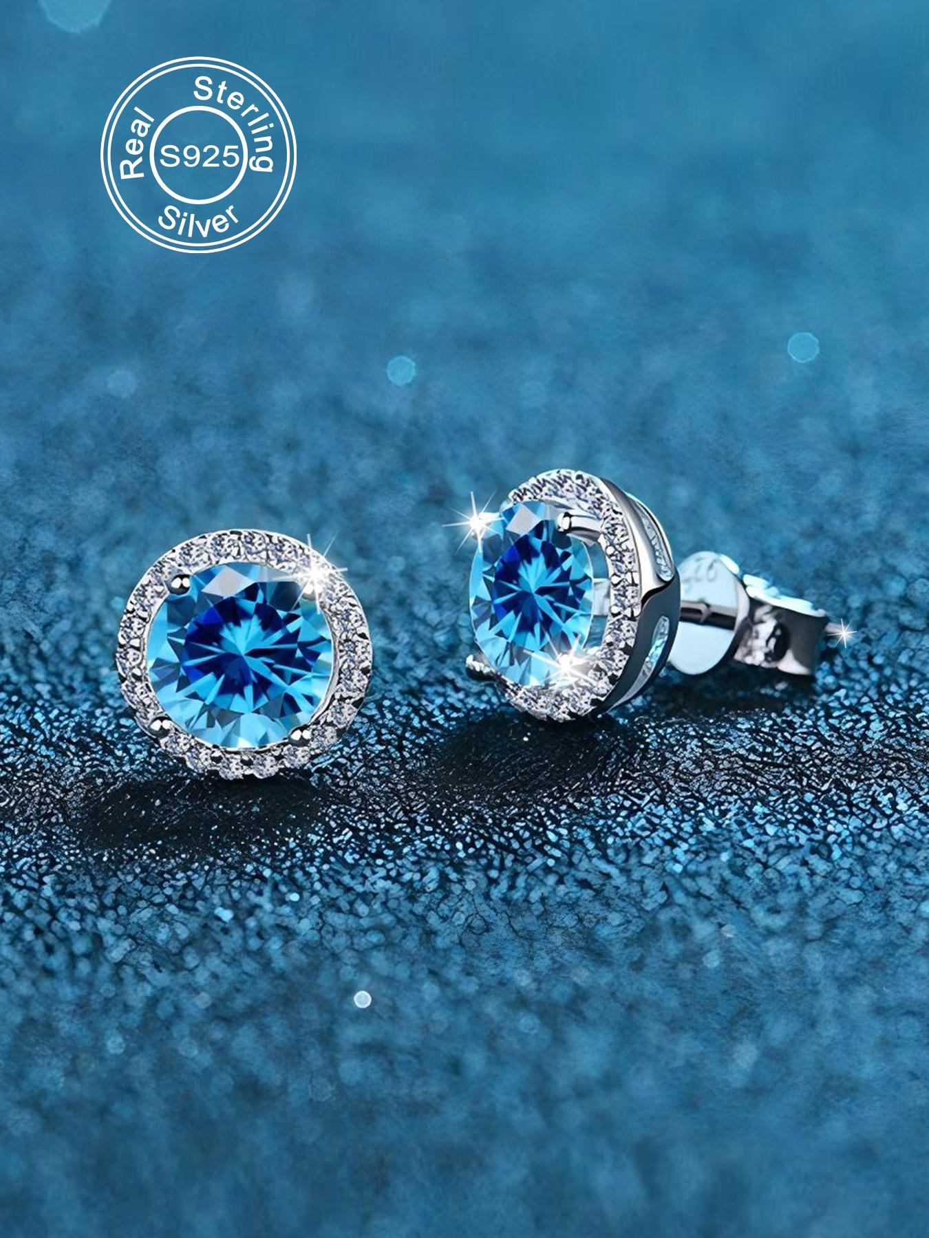 S925 Sterling Silver Synthetic Moissanite Earrings, Round Shaped Earrings for Women & Men, Trendy All-match & Exquisite Jewelry for Birthday Gift