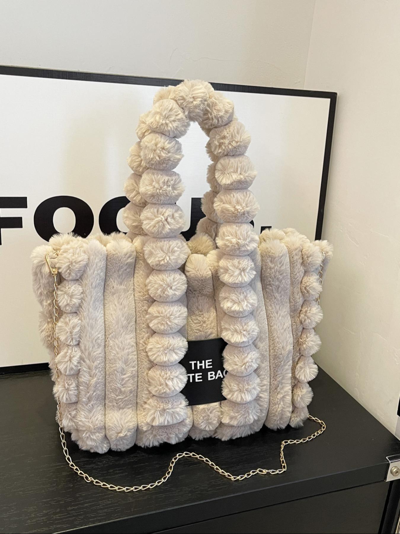 Plush Satchel Handbag for Women, Fall & Winter Fashion Accessory, Soft Plush Design Ideal Gift, Daily Use Casual Style Bag, Handheld Bag Purse