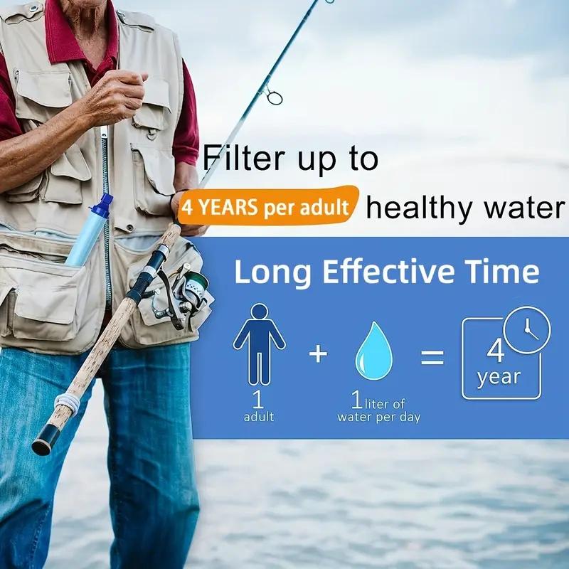 Portable Water Purifier, Outdoor Water Filter for Camping and Hiking, Emergency Water Purification for Travel, Wilderness, Streams, Lakes