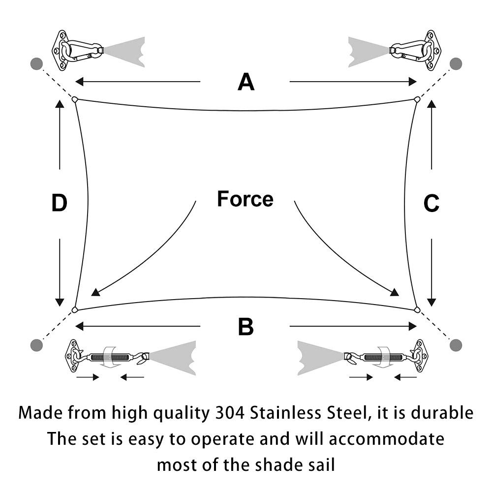 Awning Install Attachment Set Heavy Duty Sun Shade Sail Stainless Steel Hardware Kit for Home Garden Sunshade Outdoor Fixing Accessories