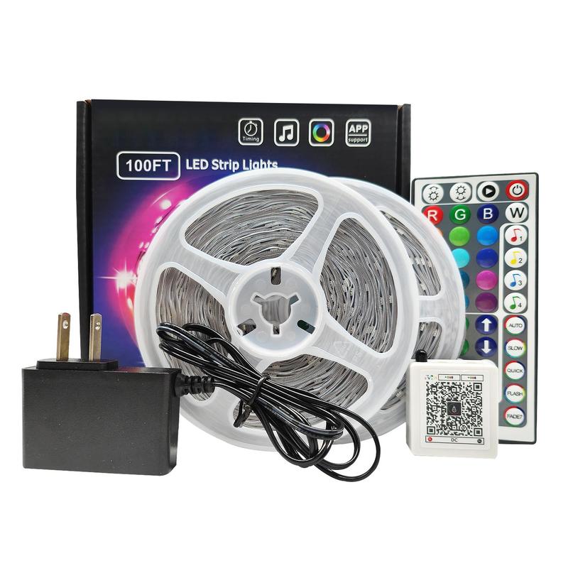 WEDEESUN LED Light Strip 100FT Smart APP Control & Remote Music Sync Mic Mode Dimmable Timing RGB Lights for Bedroom Living Room Decoration
