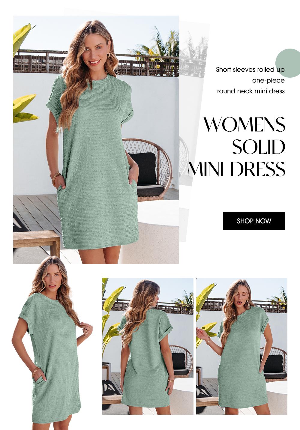 EVALESS Women's Casual Loose Mini Dress 2026 Crewneck Lightweight Batwing Shortsleeve Stretchy Slim Comfortable Summer Outfits for Beach & Everyday Wear