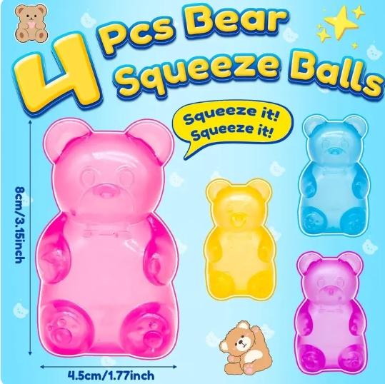 1 PCS Gummy Bear - Sensory Fidget Toy with Jelly-Like Filling, Squeeze Toys, Stress Toys,Squishy Toys, Stress Relief Toys, Fidget Toy, Birthday Gifts, Gift Bag Stuffing