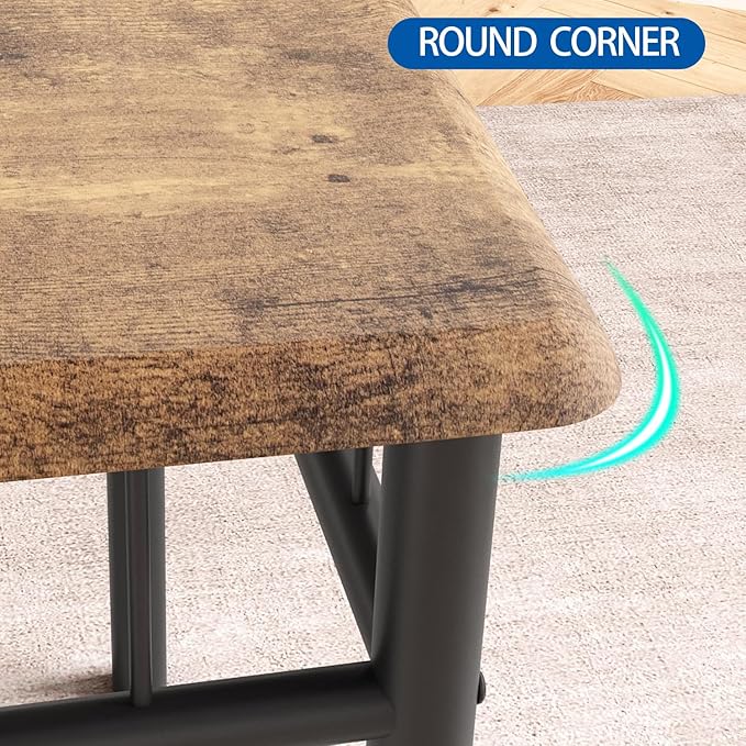 Dining Table Set for 4, Rectangle Compact Dining Table and Chairs Set, Small Kitchen Table Set with 4 Wood Chairs for Apartment