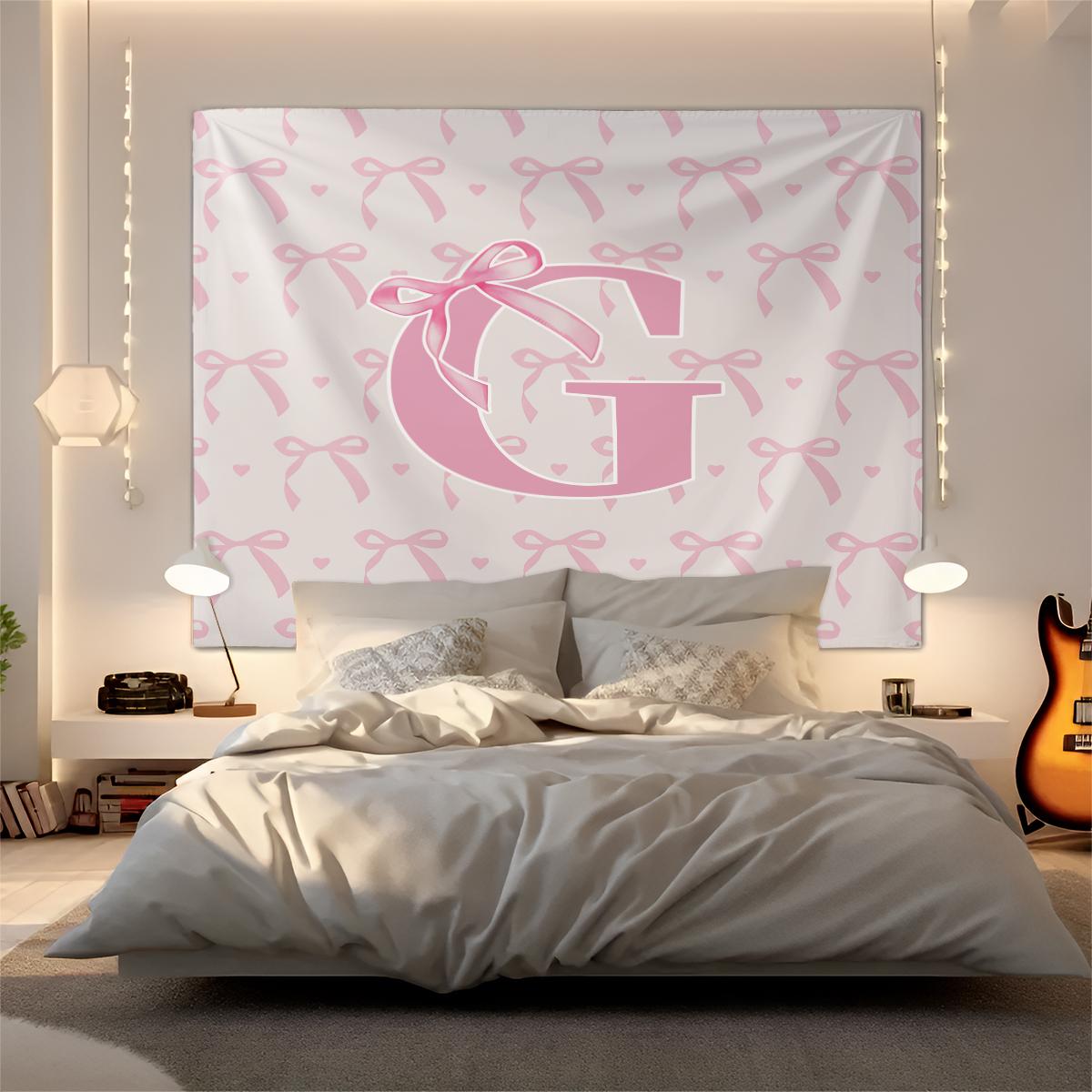 Letter Printed Tapestry, Pink Princess Style Wall Decor, Soft Fabric, Easy to Hang, Ideal for Girls' Bedroom and Living Room Background Decoration, Great Gift for Family and Friends