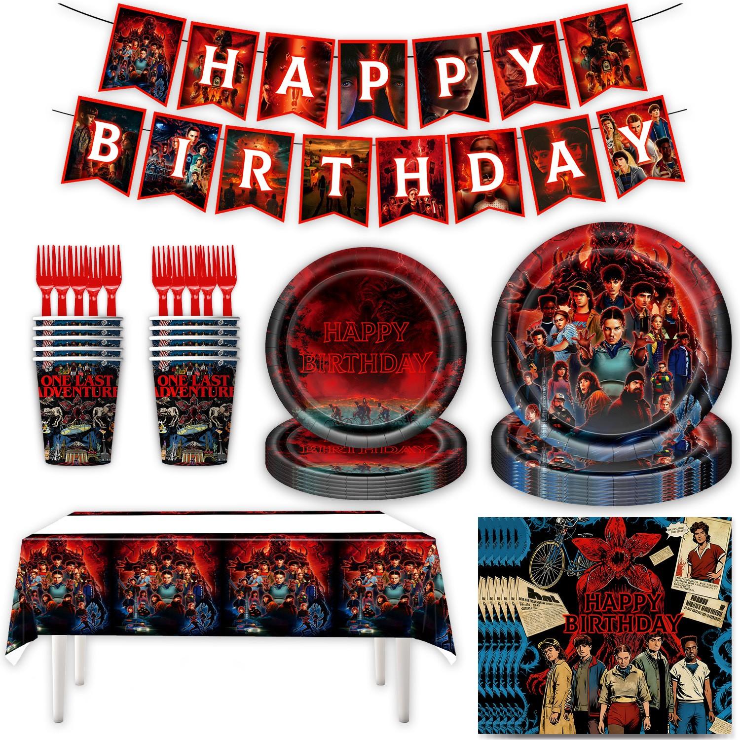 2026 New 7-Piece Stranger Things Theme Happy Birthday Party