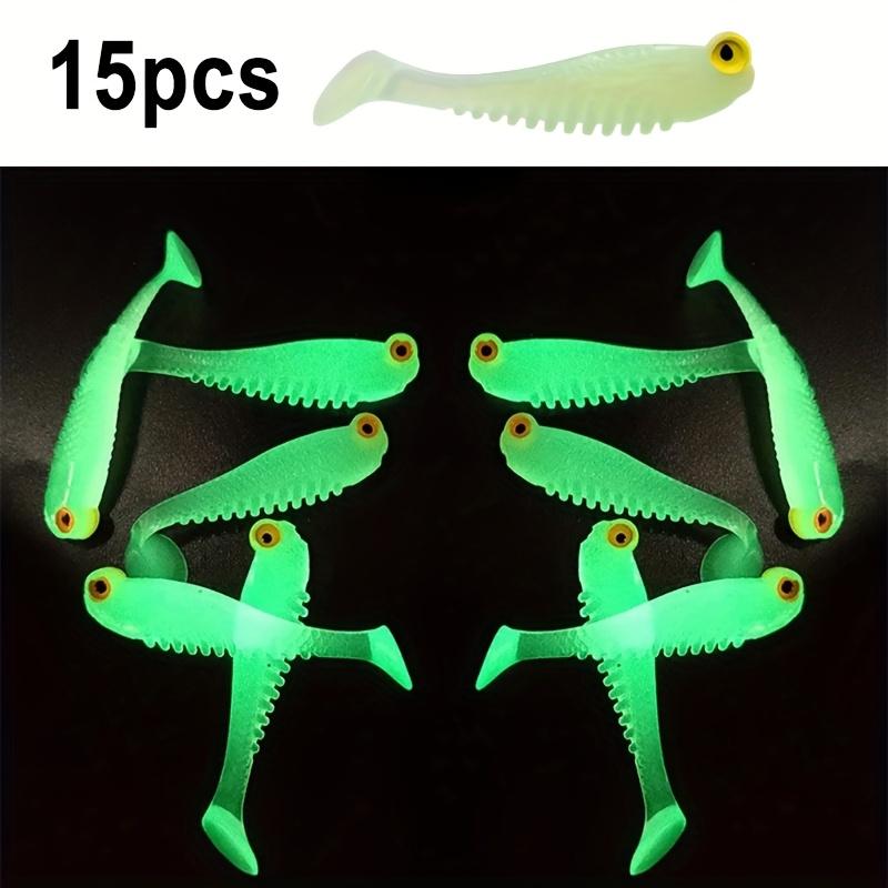 5/15/2pcs Night Light Soft Silicone Fish Bait, 1.97-inch Swinging Fake Bait Set, Hunting and Fishing Special, Luminous Fish Bait