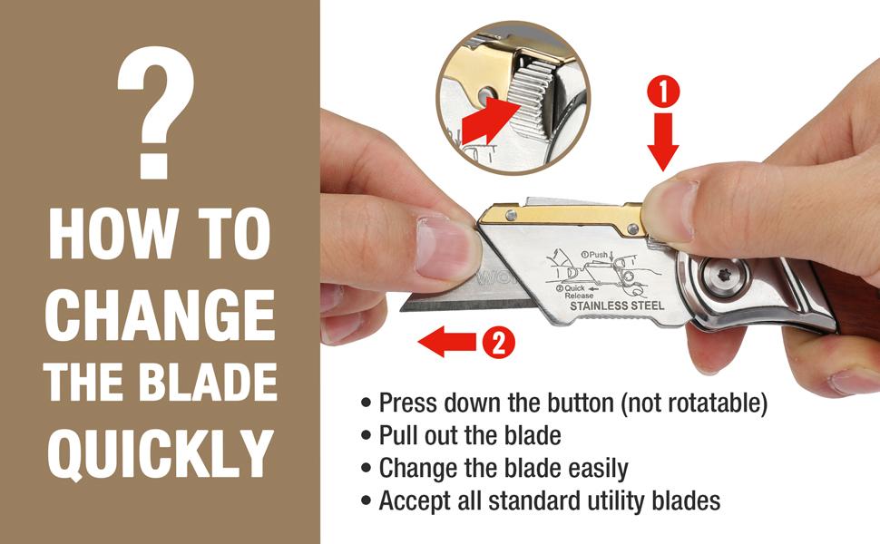 #JumpstartSale WORKPRO Folding Utility Knife with Belt Clip and Extra 10-piece Blades, Wood Handle Heavy Duty Cutter, Quick-change & Back Lock