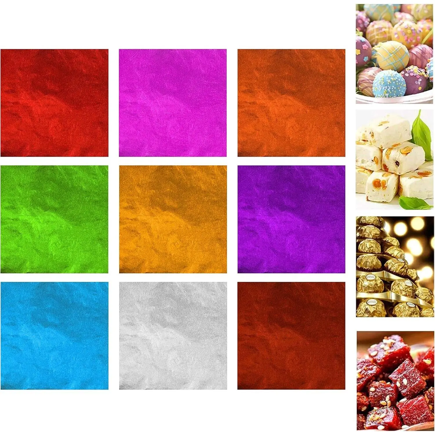 900 pcs Chocolate Wrappers - Aluminium Foil Wraps for Candies - Food Safe and Non-Toxic - Packaging for Homemade Sweets, Lollipops, Brownies - Also for DIY, Art, Crafts