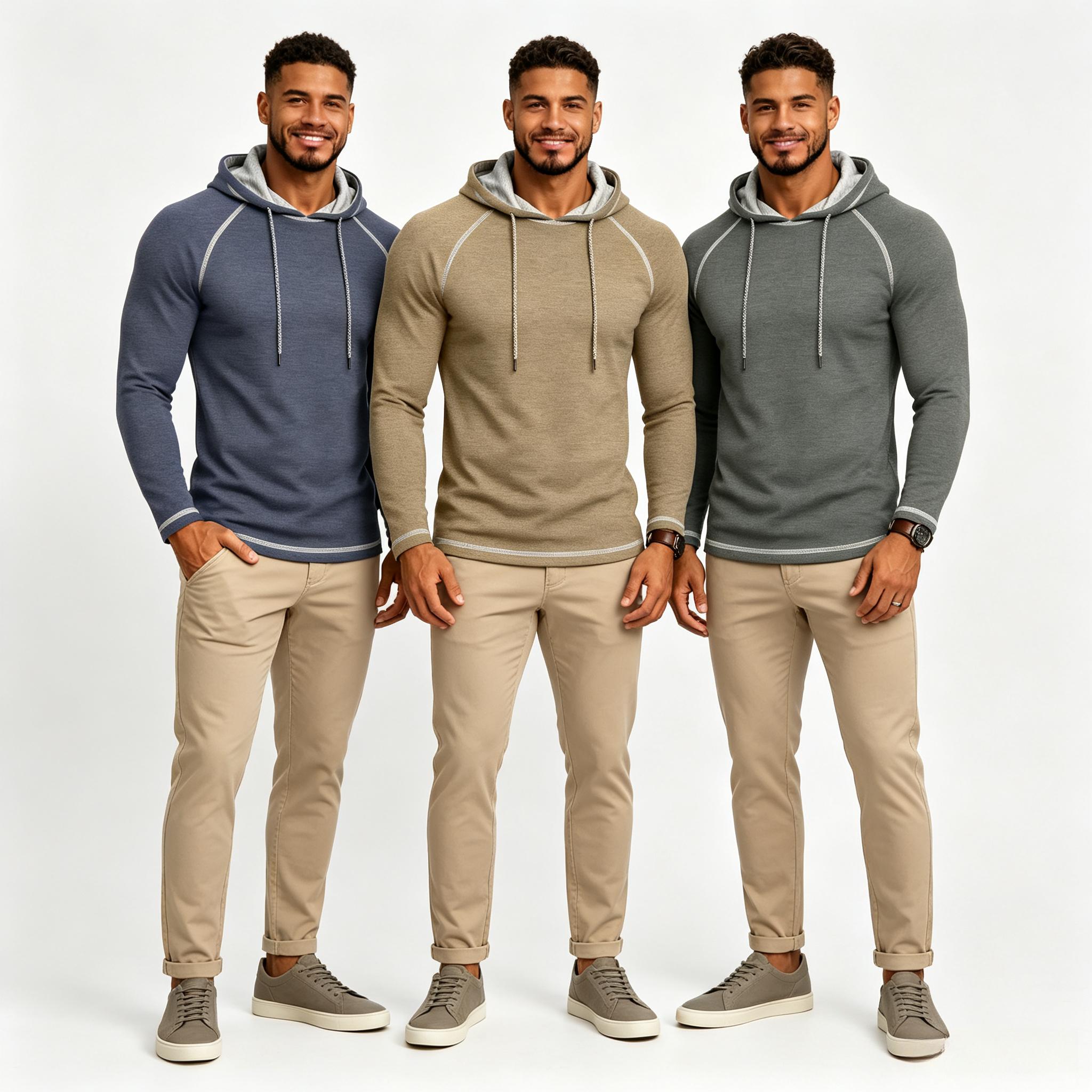 Men's Casual Pullover Hoodies - 2/3 Pack Menswear Sweatshirts, Plain Long-Sleeve Relaxed Cut Polyester Blend Tops with Hood Detail for Casual Wear, Simple Look Daily Use Men's Casual Pullover Hoodies - 2/3 Pack Menswear Sweatshirts, Plain Long-Sleeve Relaxed Cut Polyester Blend Tops with Hood Detail for Casual Wear, Simple Look Daily Use