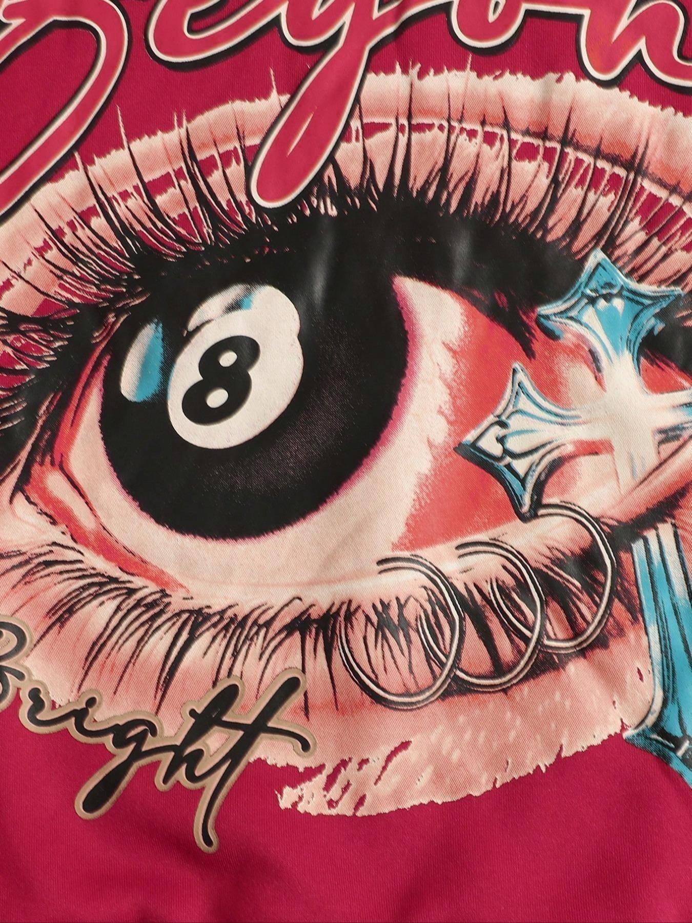 Men's Beyond Letter & Eye Cross Print Hoodie Set, Warm Fleece Lined, Elastic Waist Pants, Streetwear Y2K Style, Couples Fashion, Casual Matching