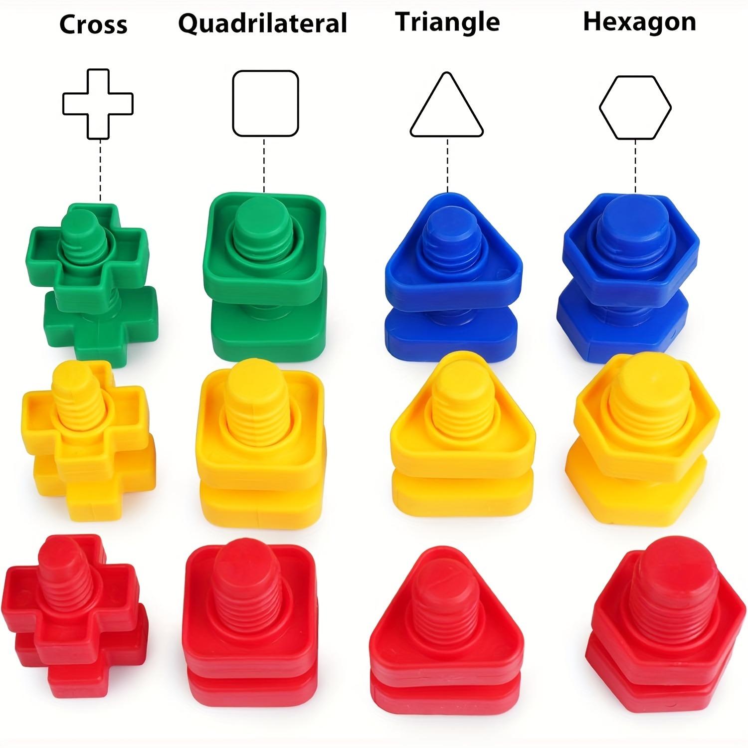 Nuts and Bolts, 20pcs Fine Motor Skills Occupational Relax Toys for Kids, Shapes and Colors Matching Toys, Building Construction Game
