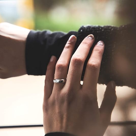 EAMTI 2mm / 4mm 925 Sterling Silver Ring High Polish Plain Dome Wedding Band for Women