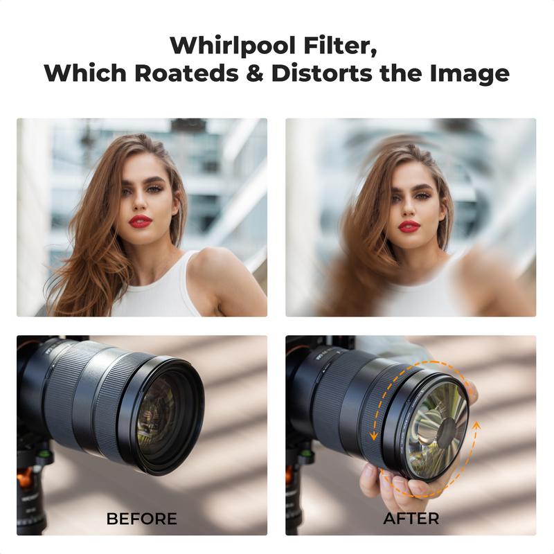 【K&F CONCEPT】Spiral Halo Camera Lens Filter, Premium Optical Glass Halo Swirl Special Effect Filter with Cleaning Cloth for Camera Lens