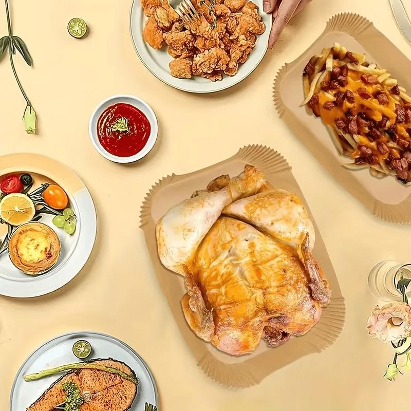 150 Pcs Non-Stick Air Fryer Liners, Rectangular Air Fryer Paper, Multifunctional for Baking, Roasting, Microwave, Home & Commercial Use