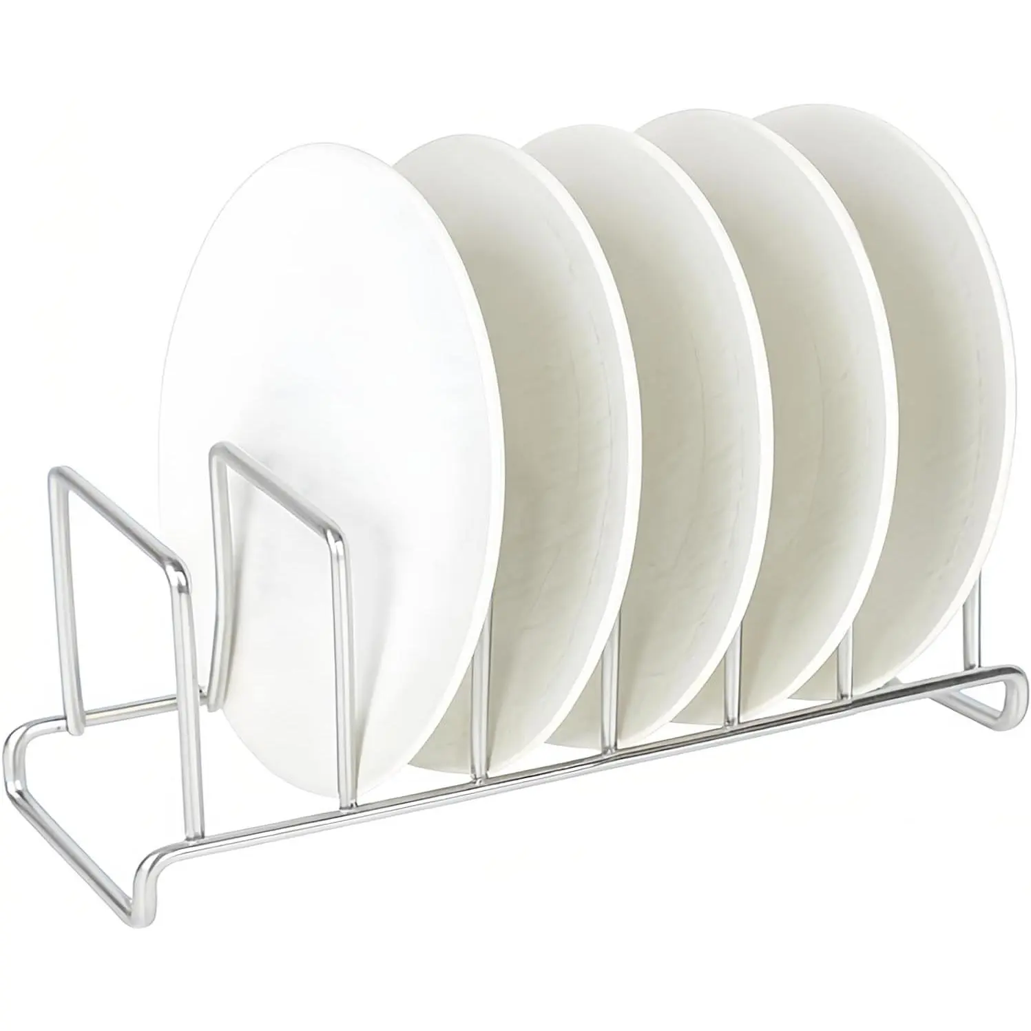 Plate Rack 304 Stainless Steel Countertop Dish Holder for 6 Plates 12" Compact Kitchen Dish Drying Rack Organizer for Plates