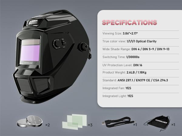 YESWELDER LYG-W700A Auto Darkened Welding Helmet with Fan & Light | True Color View, 4 Arc Sensors | Adjustable Shade 4/5-9/9-13 Hood for TIG MIG MMA CUT Grind YESWELDER LYG-W700A Auto Darkened Welding Helmet with Fan & Light | True Color View, 4 Arc Sensors | Adjustable Shade 4/5-9/9-13 Hood for TIG MIG MMA CUT Grind