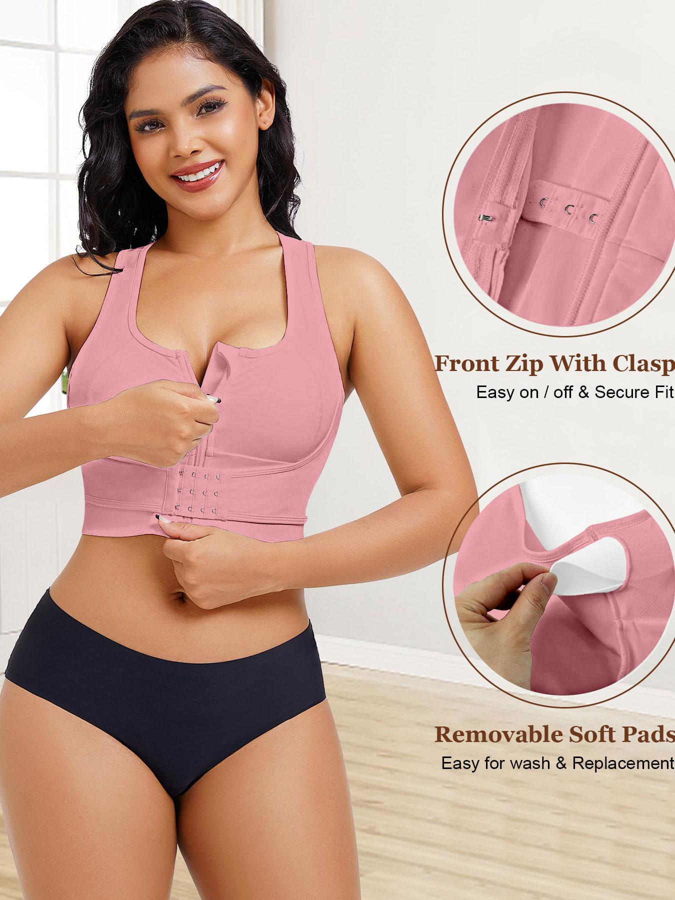 Women's Wireless Sports Bra Vest Top, Medium Support, High Elasticity, Breathable Fabric, Casual Plain Design, All Seasons Wear