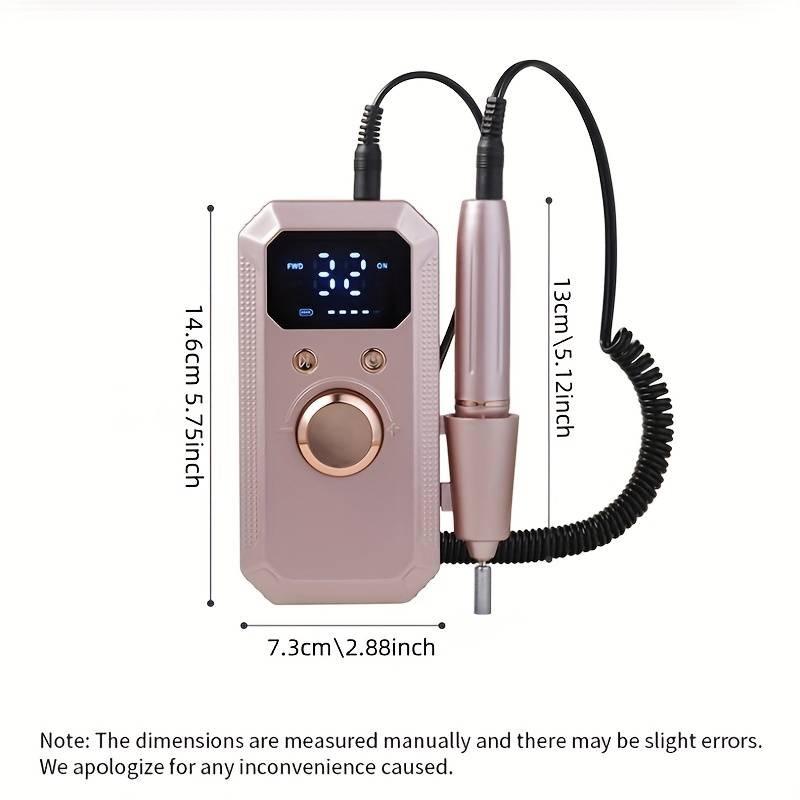 BASIC SUPPLY Professional electric nail polishing machine, LED display screen, multiple polishing heads, 32 adjustable gears, forward and reverse rotation polishing, high-efficiency power, compact design, perfect gift for female nail art