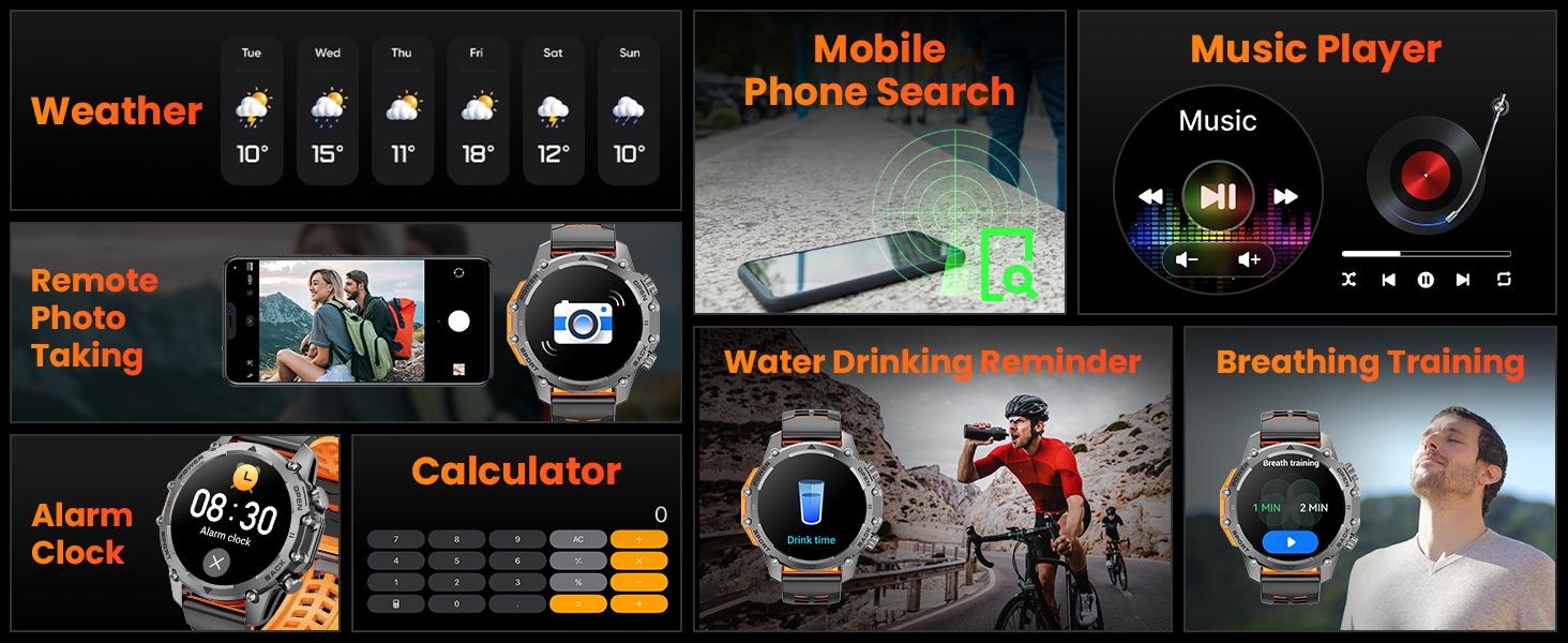 1.52-Inch HD Round Smartwatch for Men, Health Fitness Smartwatch with Sports Tracking, Bluetooth, Calls & Music Control, Multiple Sports Modes, IP68 Waterproof, Long Battery Life, Fitness Watch for Android iPhone, Multifunctional Smart Watch #GLOBAL PICKS 1.52-Inch HD Round Smartwatch for Men, Health Fitness Smartwatch with Sports Tracking, Bluetooth, Calls & Music Control, Multiple Sports Modes, IP68 Waterproof, Long Battery Life, Fitness Watch for Android iPhone, Multifunctional Smart Watch #GLOBAL PICKS