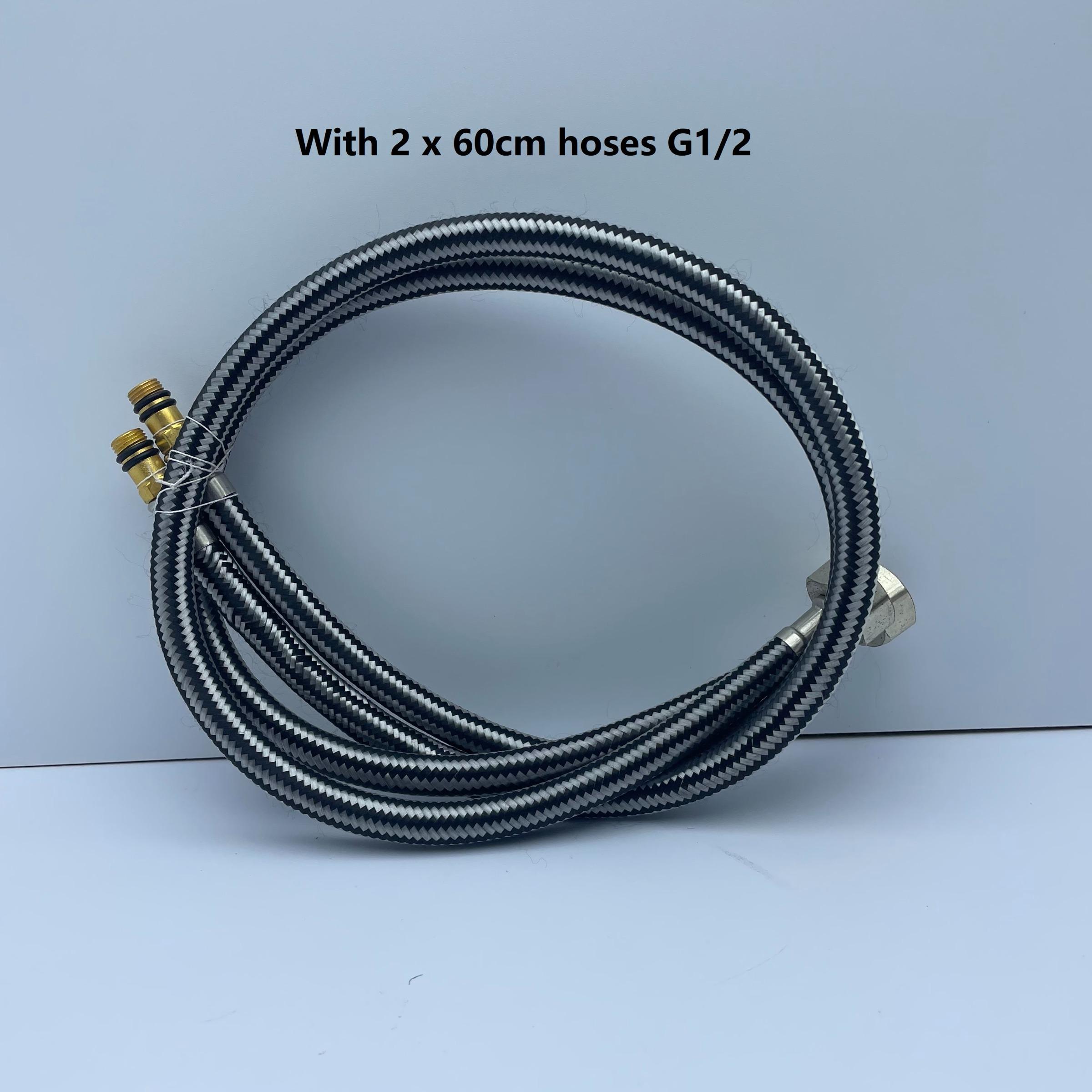 Stainless Steel Kitchen Faucet with Waterfall Function, Multi-Functional Cold Hot Water Tap, Rotating Spray Head, Includes 2 X 60cm Hoses