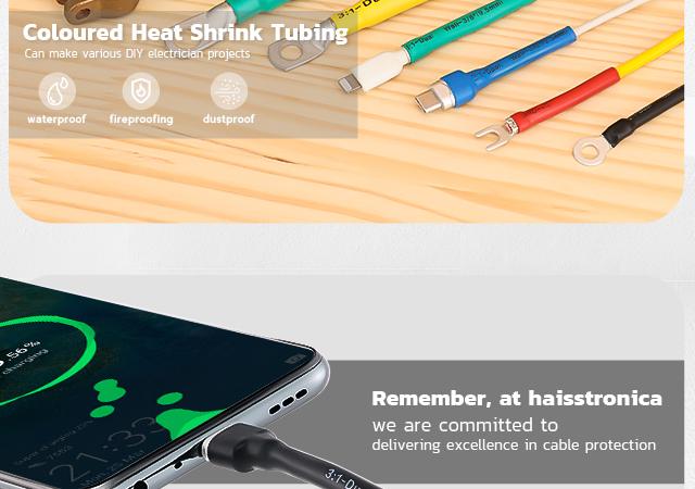 haisstronica 300PCS Heat Shrink Tubing,3:1 Ratio Marine Heat Shrink Tube Kit 6 Colors 3 Sizes Black, Red, Blue, Yellow,Green