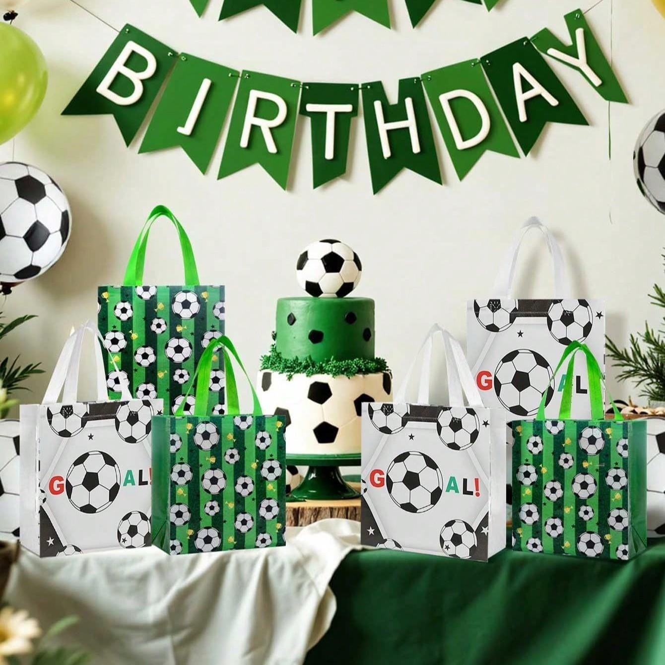 Football Theme Gift Bags, Reusable Non-Woven Candy Snack Bags with Handle, Perfect for Football Team Parties and Birthday Gifts