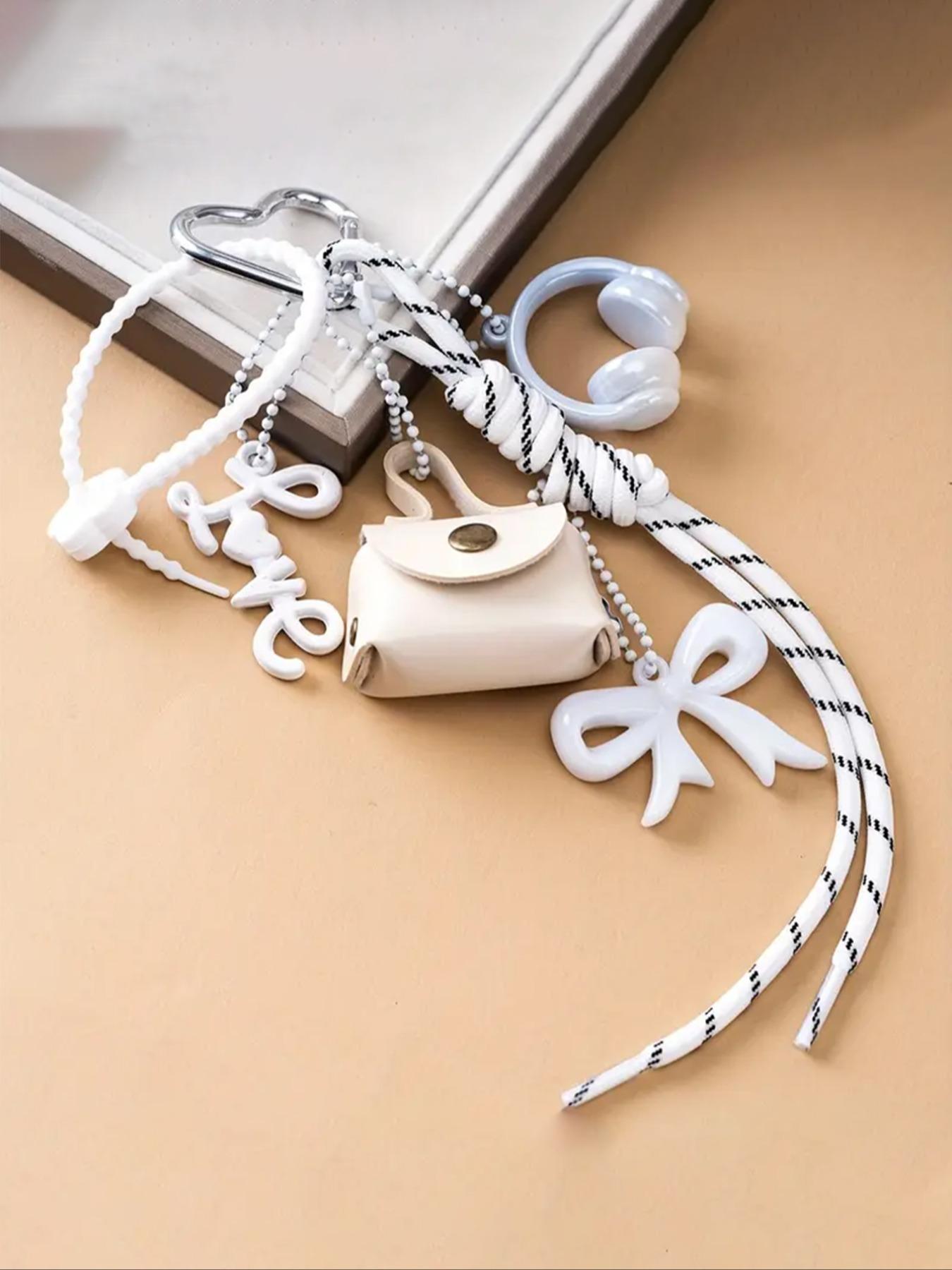 Women's Cartoon-Themed 3D Headphone & Leopard Purse Charm Keychain, Gift, Headphone Pendant Accessory for Keys, Bags & Backpacks, Charm for Purse, Bag Decoration, Decorative Keychain Lanyard