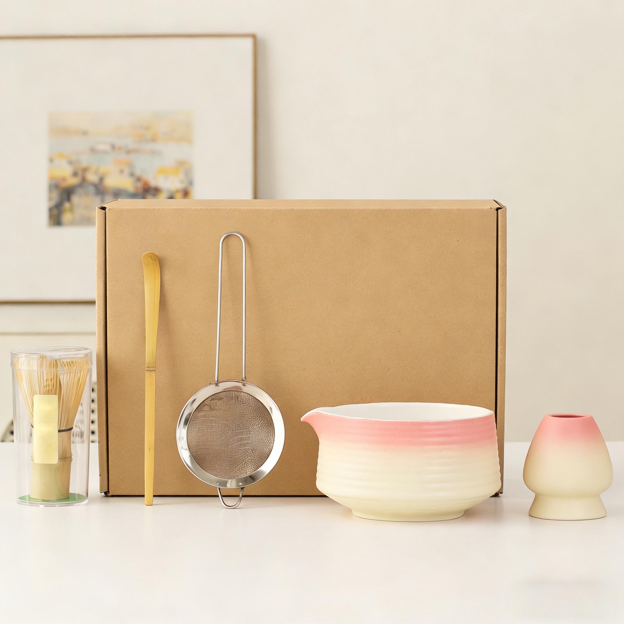 5-Piece Ceramic Matcha Bowl Set, Japanese Style Matcha Tools Kit, Specialized Matcha Making Equipment, Essential Tea Accessories