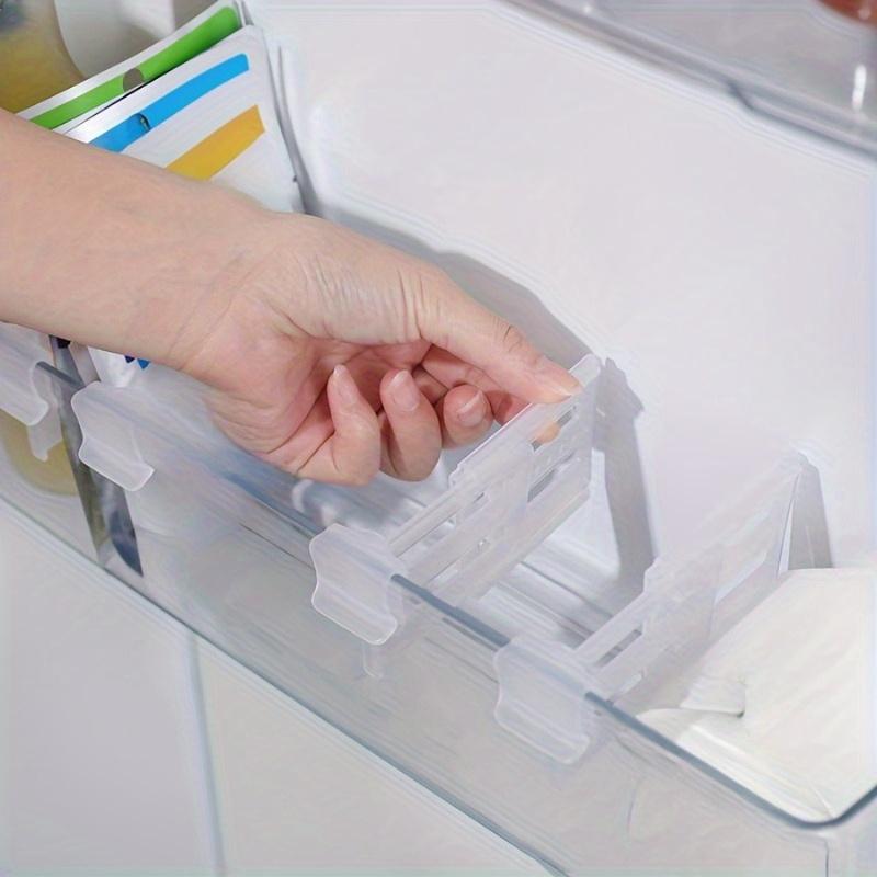 8pcs Divided Clips, Adjustable Retractable Partition Clips, Household Adjustable Retractable Divider, for Kitchen Refrigerator Side Door Sorting and Finishing, Kitchen Organizers and Storage, Kitchen Accessories
