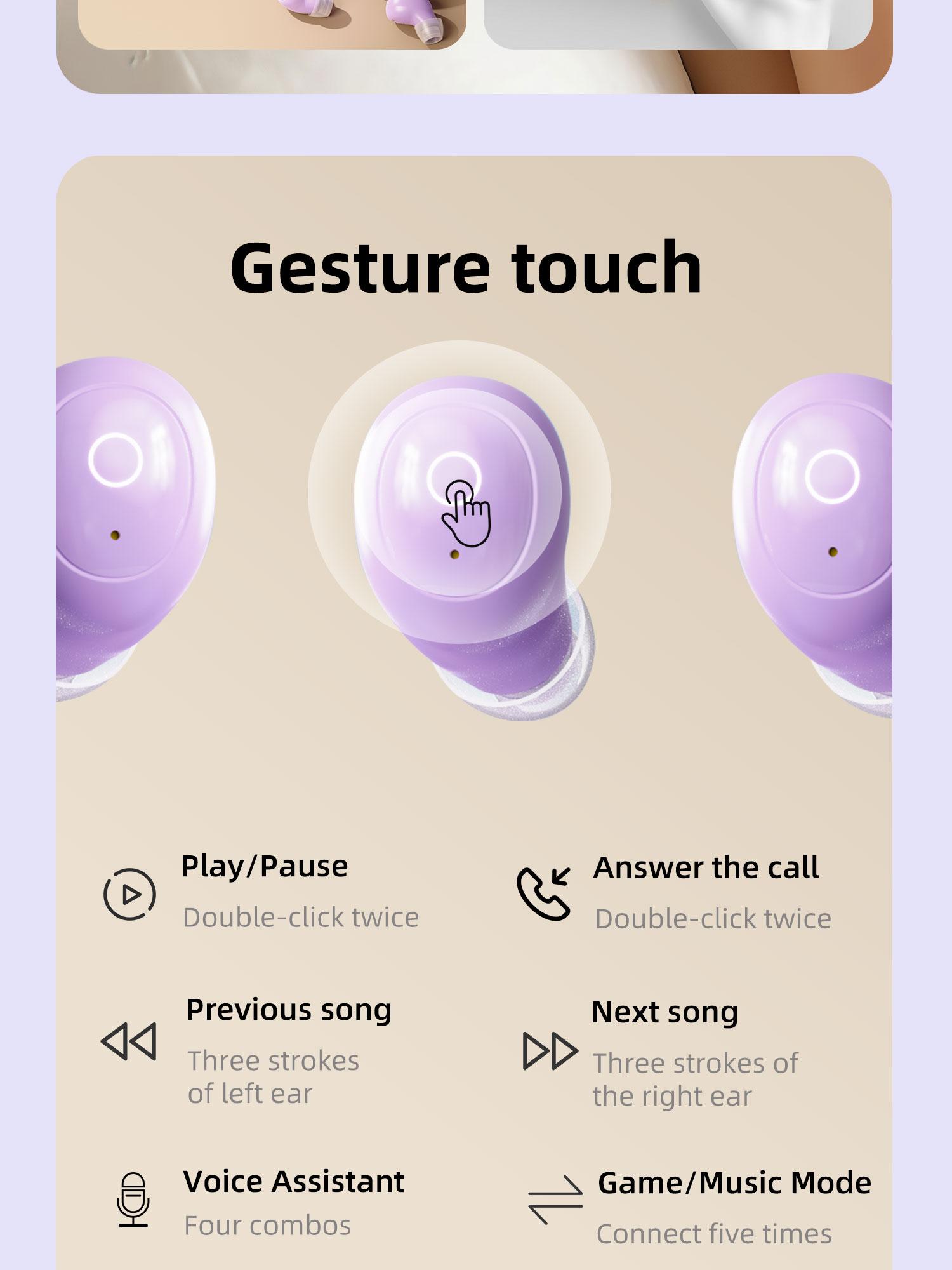 noise cancelling headphones Wireless Bluetooth Earphone, traveling gadgets Wireless Headphones Earphone Bluetooth-compatible 5.0 Headset With Mic,deep sleep noise reduction,Sports Earphones With Battery Display Multifunctional Earbuds Audio Yellow