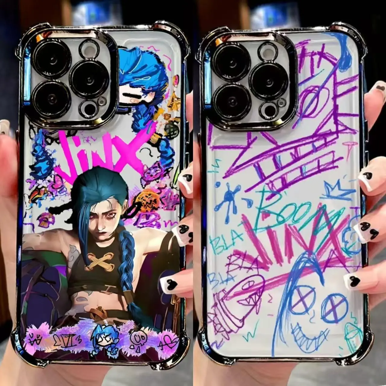 Cool girl J-Jinx Phone Case Suitable for iPhone 17 16e 16 15 14 13 12 11 Mini Pro Max Air X XR XSMAX 8 7 Plus & Samsung Galaxy S26 S25 S24 S23 S22 S21 FE Ultra Plus EDGE Anti-Fall Transparent Soft Back Cover