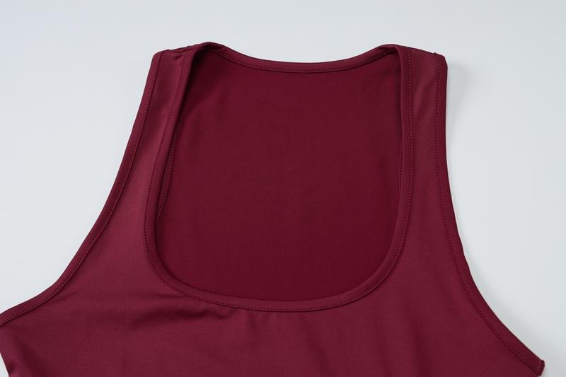 Women‘s Basic Solid U Neck Tank Top, Sleeveless Backless Plain Slim Fit Crop Top for Party Club Date Holiday Daily Casual Outdoor Clothes Wear, Casual Fitted Sleeveless
