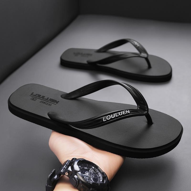 Men's Casual Flip-Flops, PVC Material, Medium Width, Anti-Slip, Lightweight, Suitable for Beach, Bathroom, Living Room, Summer Sandals