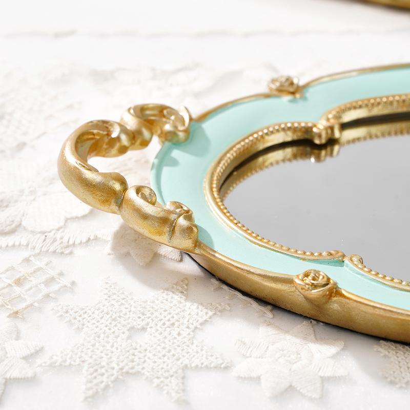 Elegant Cloud-Shaped Mirror Tray, Resin Hand-Painted Home Decor Plate, Glass Inlay Design, Multi-Color Options, Perfect for Photography Props