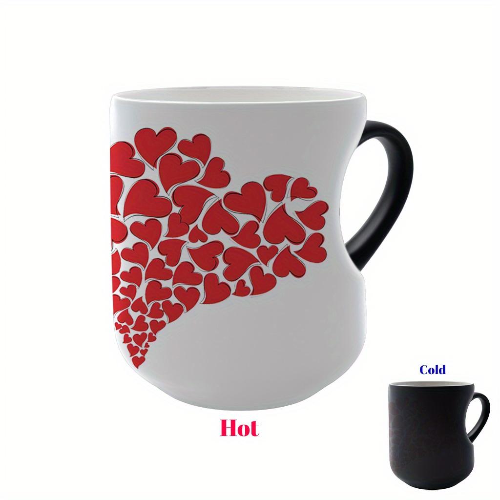 Mug with Heart Handle: Color-Changing Ceramic Thermos - Ideal for Halloween, Christmas, Valentine's Day, Mother's Day, and Father's Day (11 oz/330 ml)