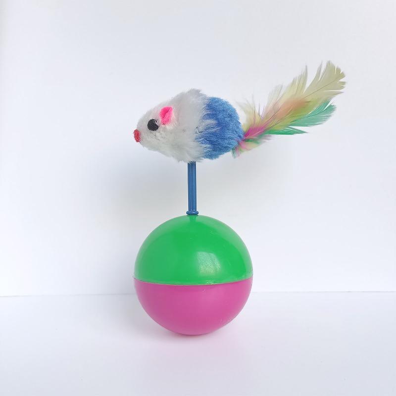 Tumbler cat self-hi toy colored feather mouse plush toy ball, cat toy