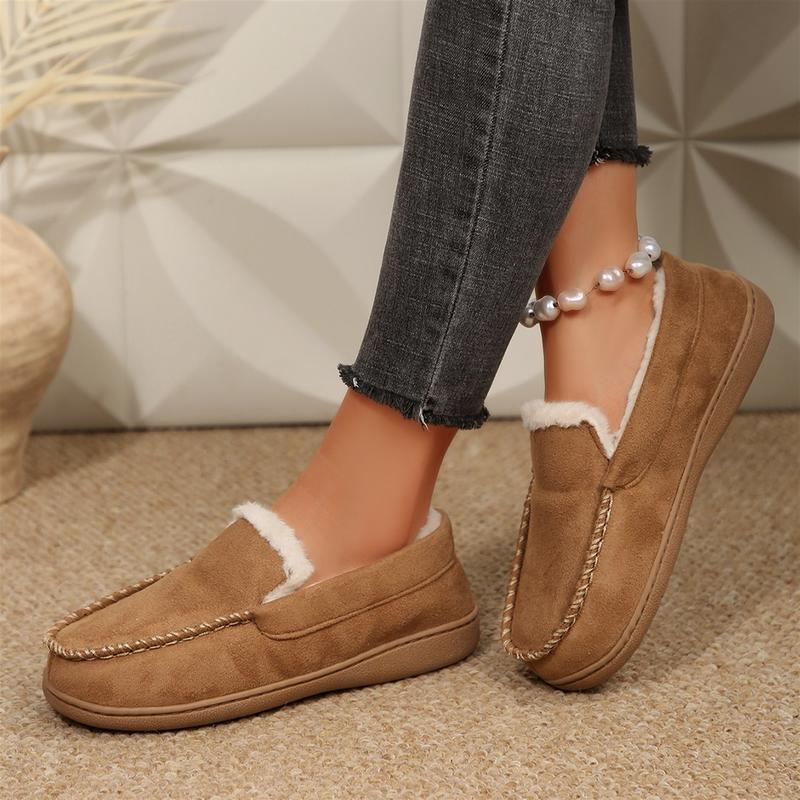 Women's Cozy Loafers with Plush Fuzzy Comfortable Slip - On Walking Slippers Indoor Outdoor Fleece Shoes Winter Warm Mini Snow Boots Springfresh