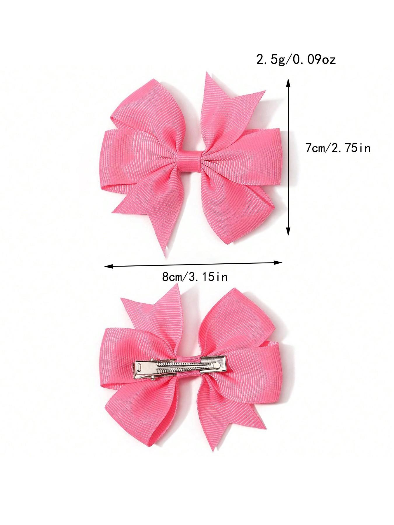 Random Color Bow Decor Hair Clip Set (20pcs), Cute Colorful Hair Accessories for Girls, Simple Style Plain Color Hair Clip for Daily Use