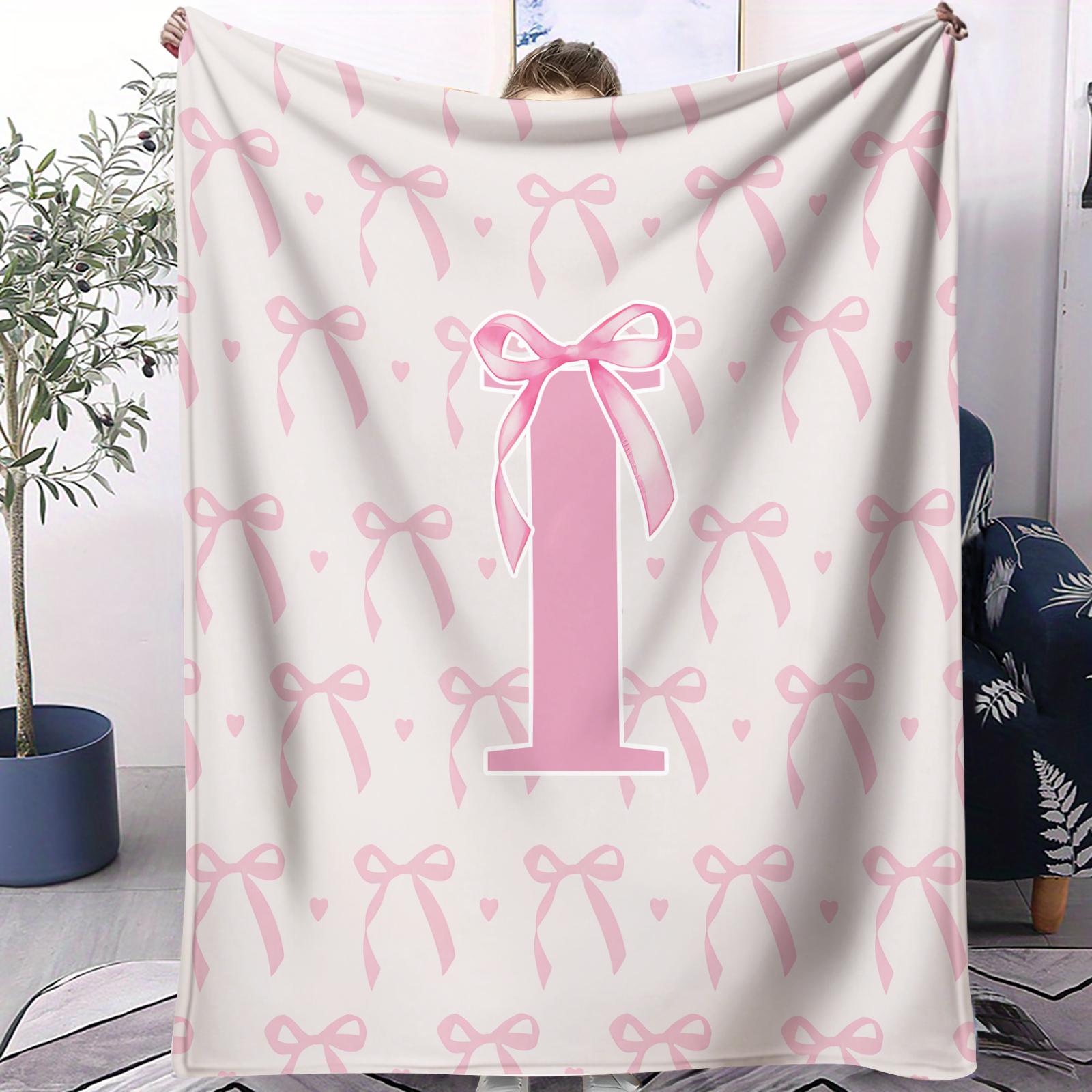 Pink Princess Style Letter Printed Flannel Blanket, Soft and Fluffy, Warm and Breathable, Ideal for Girls' Home, Office and Travel Use, Perfect Gift for Family and Friends
