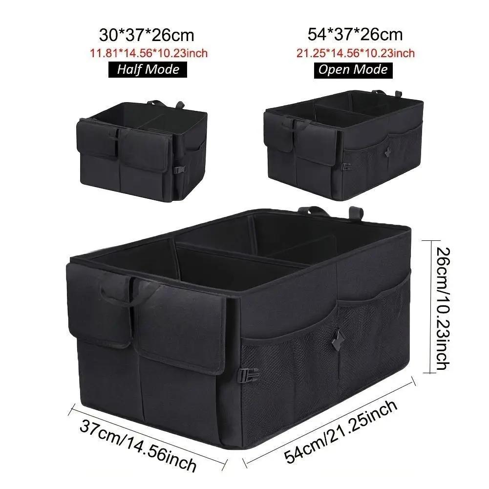 1pc Car Trunk Storage Box, Foldable Car Organizer with Adjustable Straps, Waterproof Storage Bin for Trunk and Suv Seats, Automotive Accessories