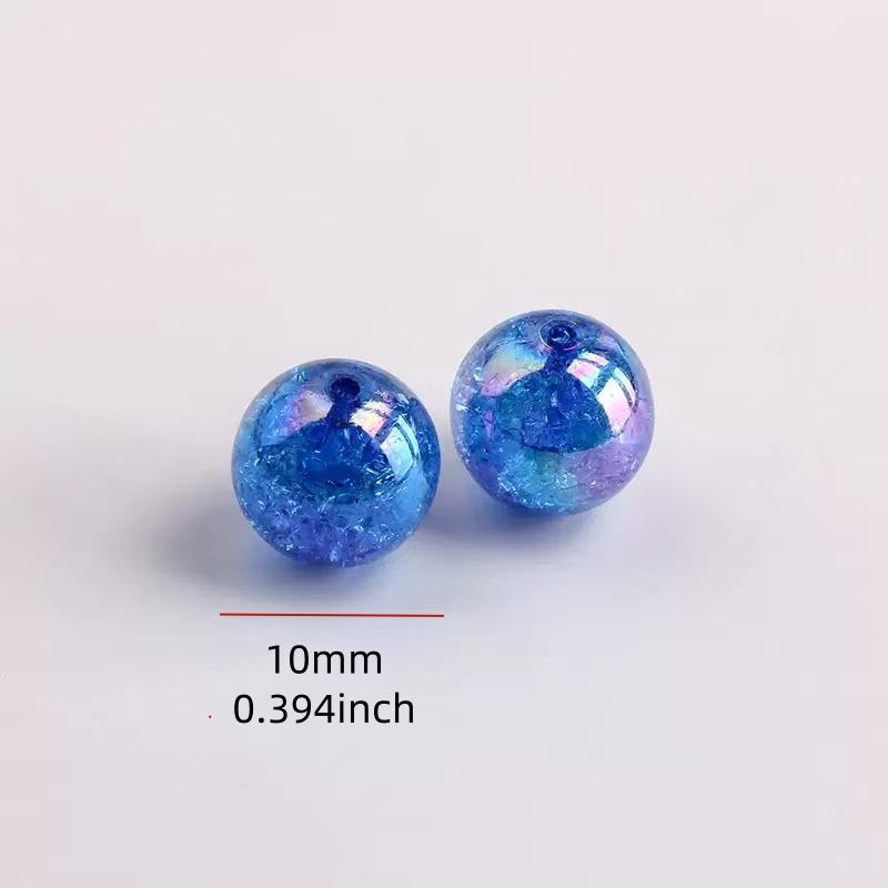 Colorful Candy Burst Floral Beads DIY Bracelet Phone Chain Necklace, Transparent Crack Jewelry Accessories, Straight Hole Round Beads