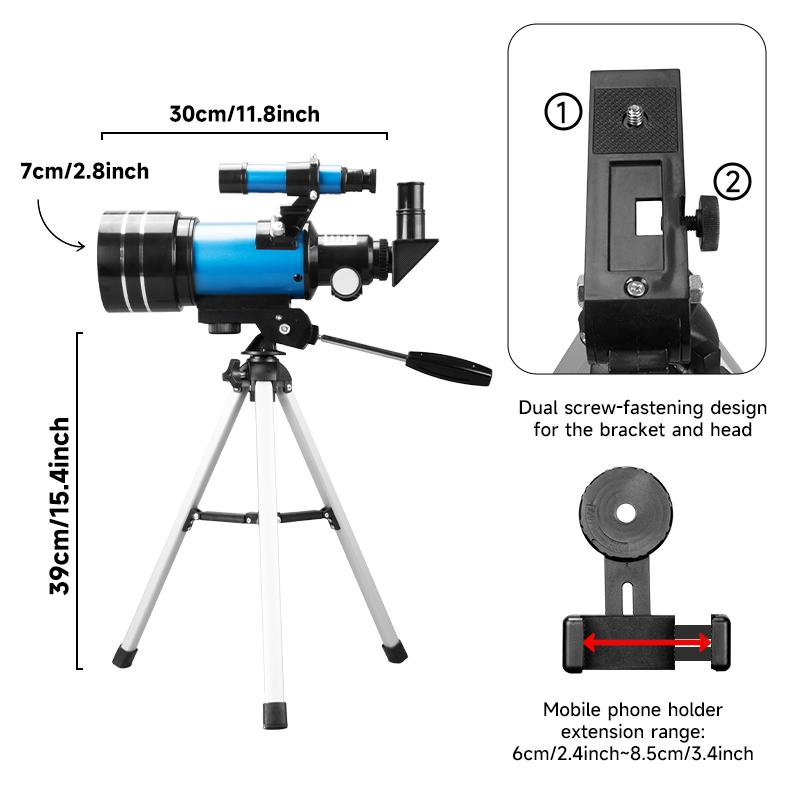 15x–150x Zoom Telescope (70mm/300mm), an entry-level stargazing telescope designed for beginners and STEM education. Perfect for outdoor group observations, and an ideal holiday gift for family and friends during back-to-school and graduation seasons.