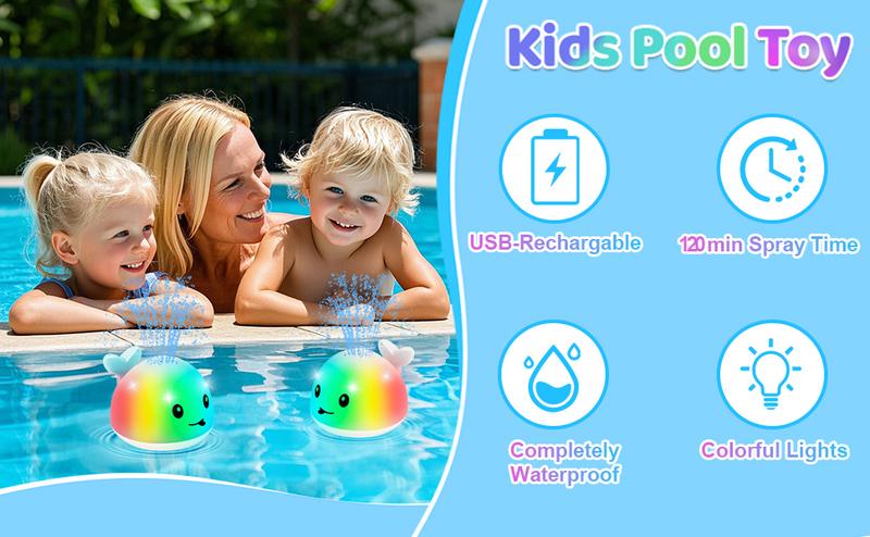 Gigilli Whale Water Spray Toy, Bath Toys for Kids, Light Up Pool Fountain Toy, Pool Toy Sprinkler, Christmas Birthday Gifts For Baby Toddler Kid Boys Girls Bath Toy Fun