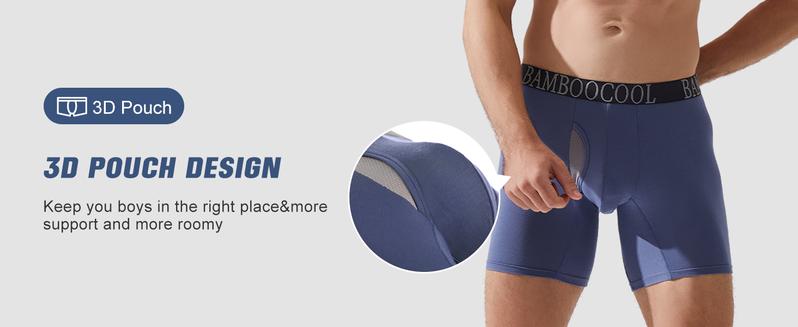 BAMBOO COOL Men's Breathable Underwear Moisture-Wicking Mesh Boxer Briefs Performance christmas gifts for men 4 &7 Pack Smooth Stretch