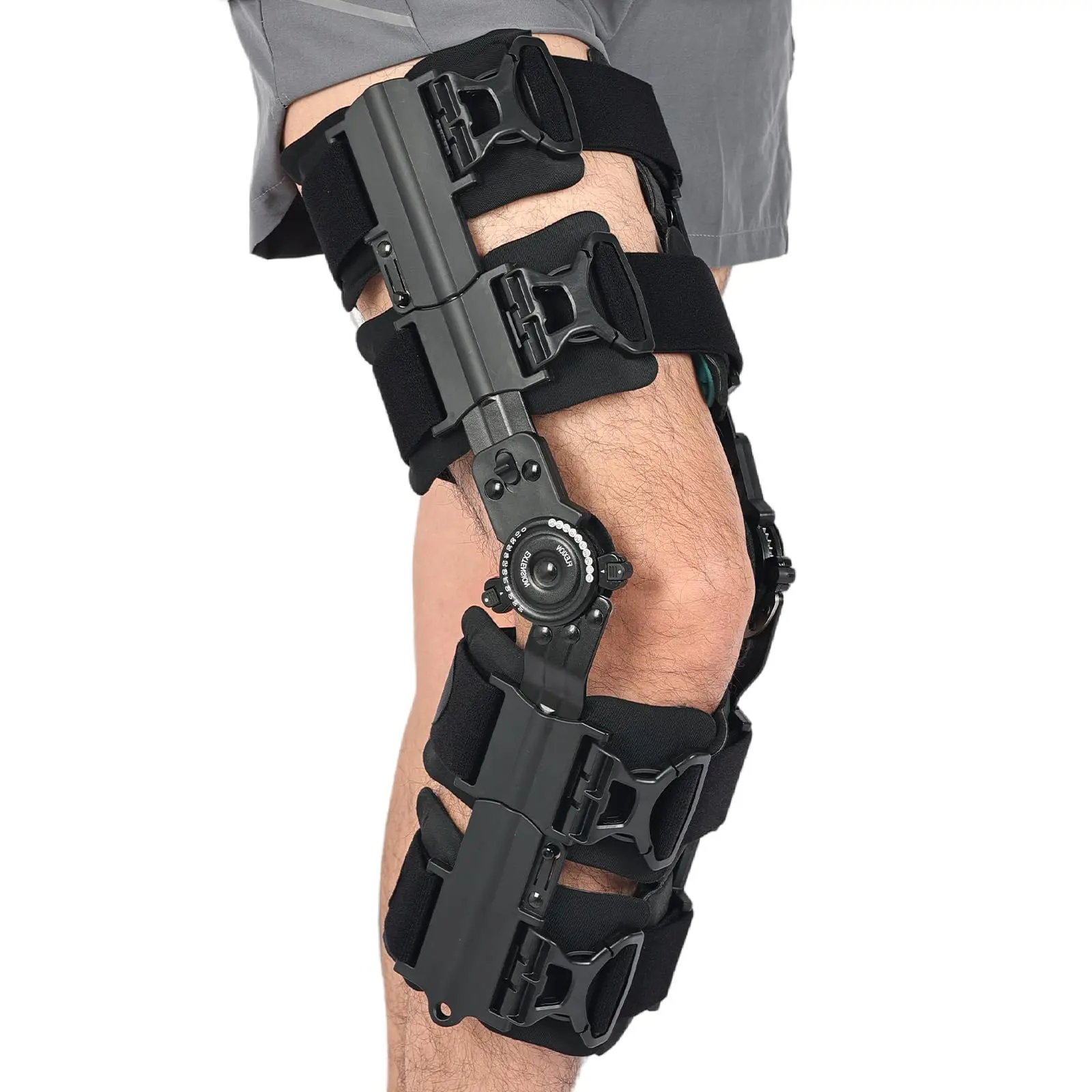 Adjustable Hinged Knee Support Brace with Aluminum Alloy Frame, Dual Stabilizers - Precision Locking Dials for Joint Stability, Athletic Leg Protection