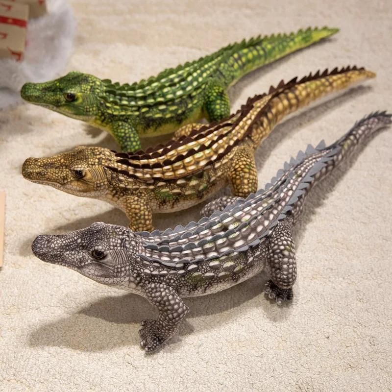 65/90CM Simulation Crocodile Plush Toys Soft Stuffed Lifelike Green Gray Brown Giant Alligator Sofa Cushion