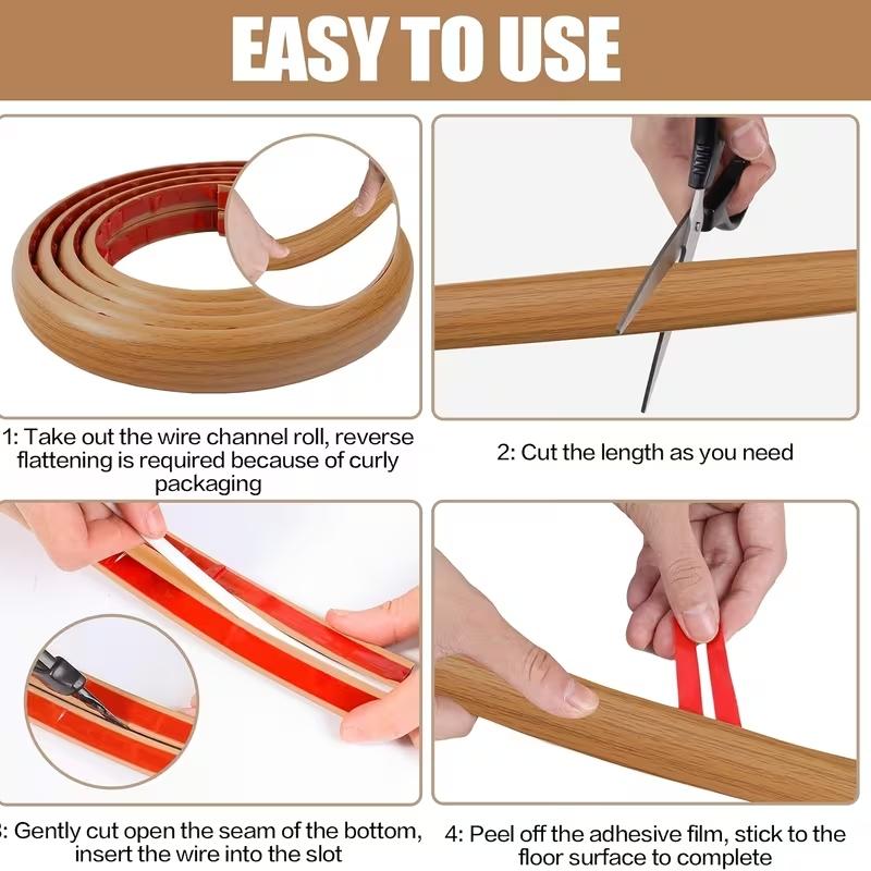 1meters Self-Adhesive Cable Protector - a Wire Management System for Walls And Floors, Easy to Install, Available in Multiple Colors, a Solution for Concealing Wires, Minimalist Aesthetic Wire Sleeves, Flexible Wire Covers