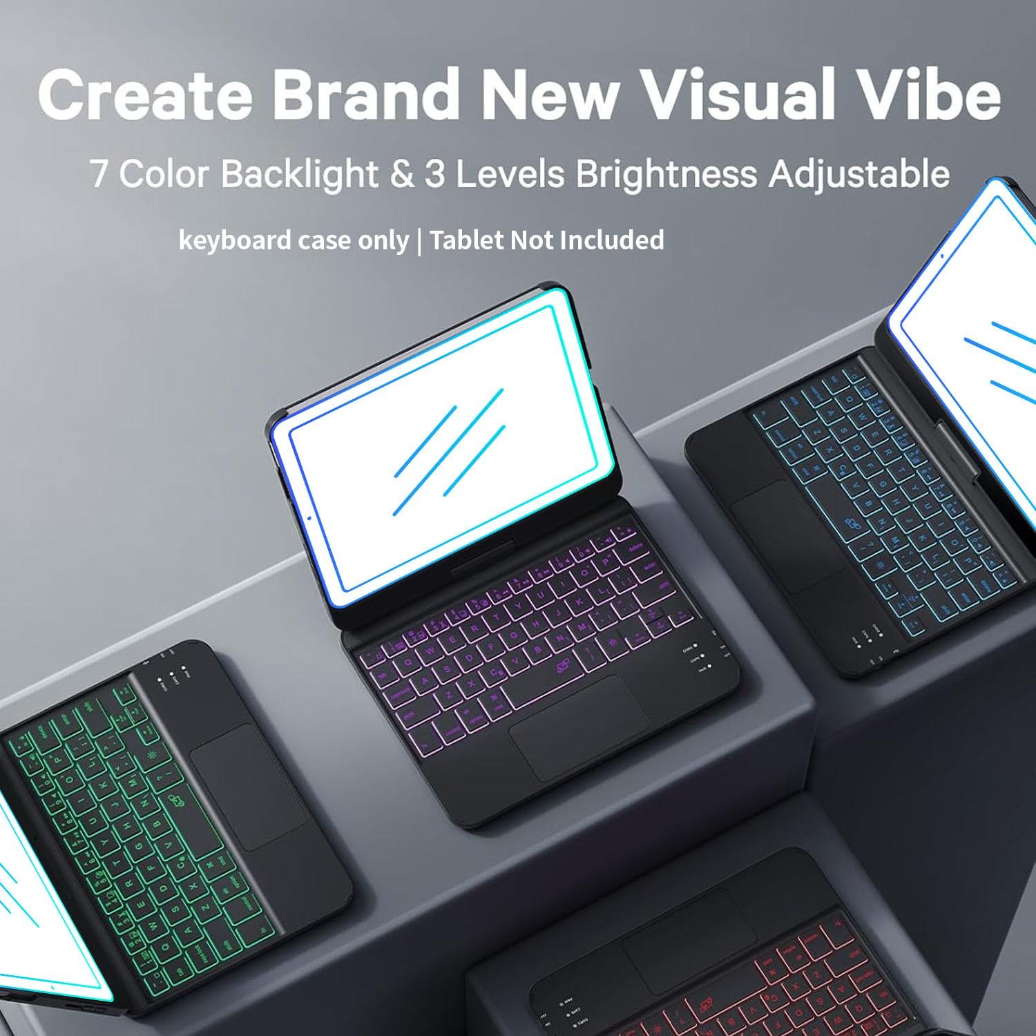 [Only Keyboard Case, Tablet Not Included]Keyboard Case for iPad mini 7 A17 Pro(2024) & Mini 6 (2021) 8.3", 360° Rotate Case for iPad mini 7th/6th Generation, Touchpad Keyboard with 7 Color Backlit, Type-C Rechargeable