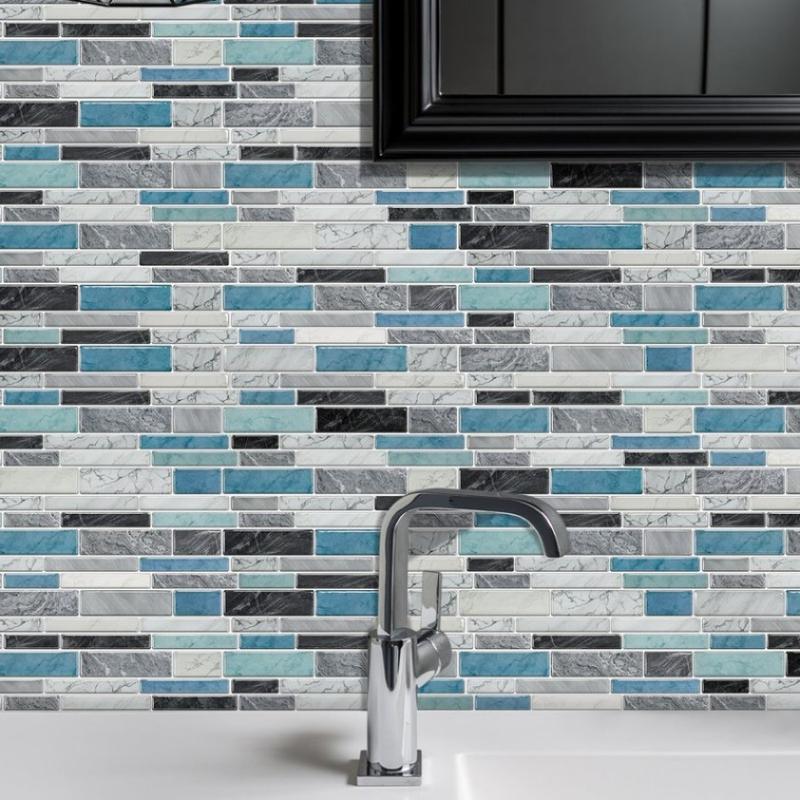 FLOLEOPA 48-Piece Peel-and-Stick Wall Decals Kitchen & Bathroom Splashback Protection Waterproof, Oil-Resistant, Heat-Resistant Ideal for Dining Rooms, Schools, and Office Wall Decor Marble Pattern Stickers, Tile Decals, Wall Panels